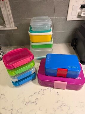 Lunch boxes, stem Colorful Food Storage Set - Blue, Pink, Green, Yellow, Clear